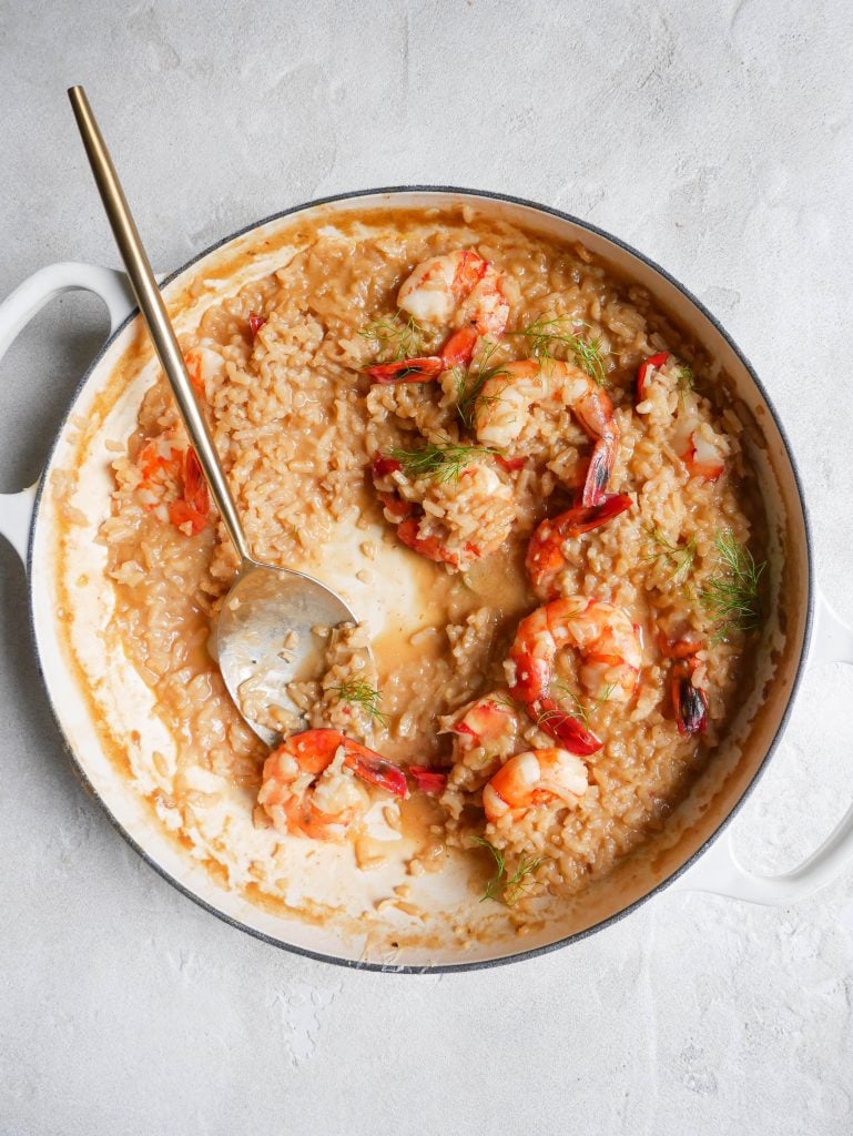 Creamy Prawn Risotto in pan