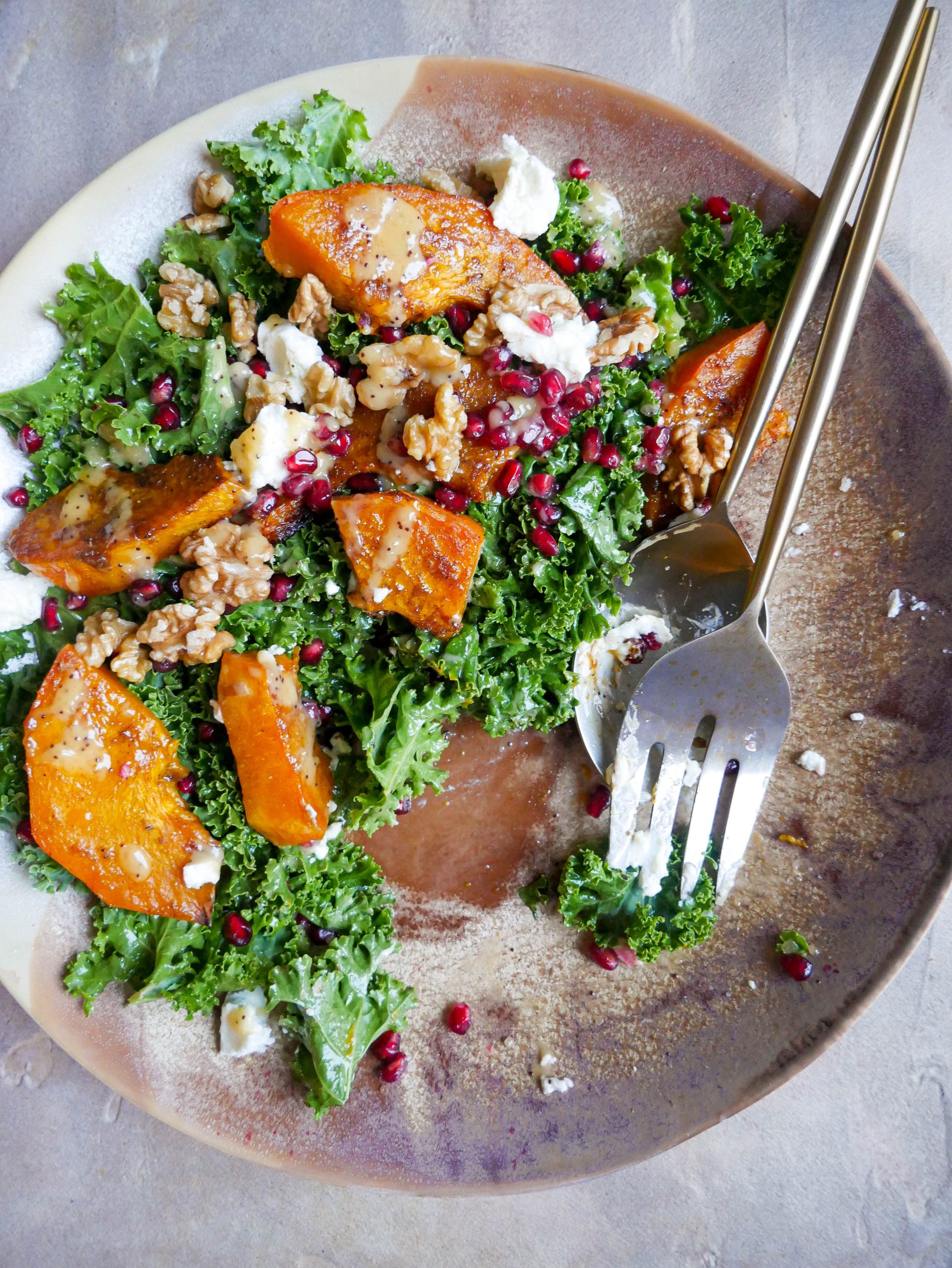 Roasted Pumpkin Salad with Walnut & Kale - Daen's Kitchen