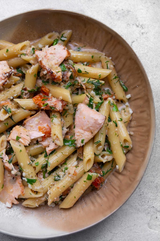 Creamy salmon Tuscan pasta