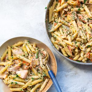 Creamy salmon Tuscan pasta