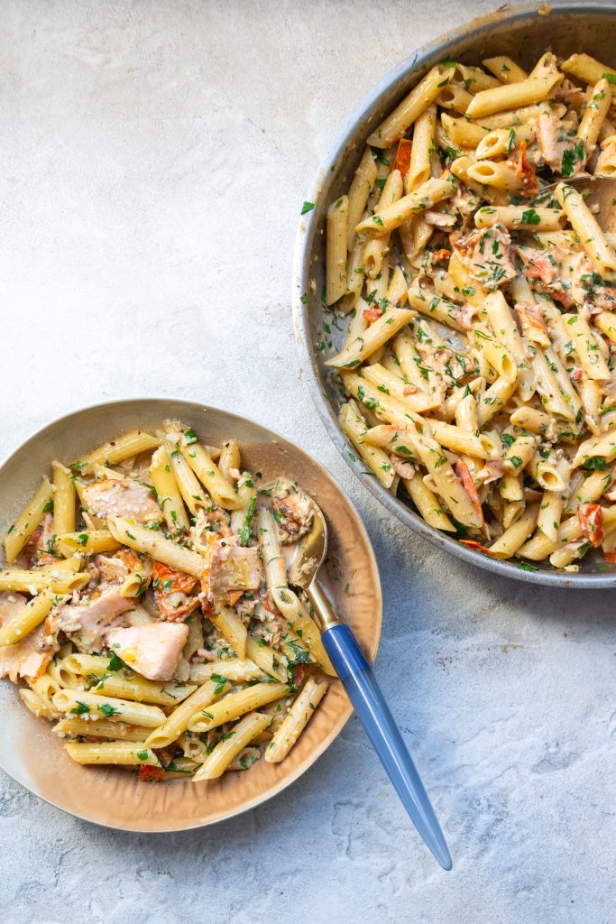 Creamy salmon Tuscan pasta