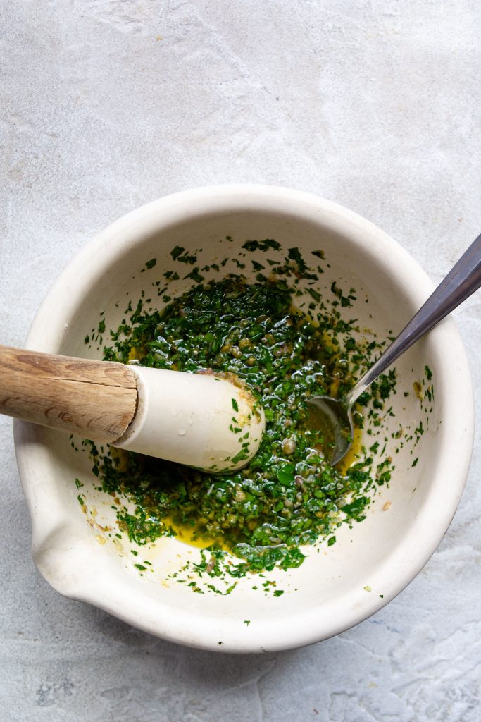 Olive oil roast chicken with salsa verde