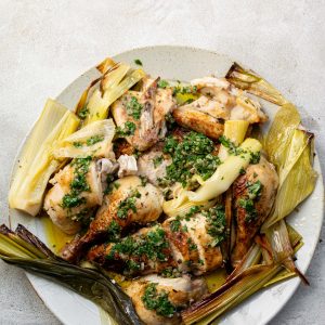 Olive oil roast chicken with salsa verde