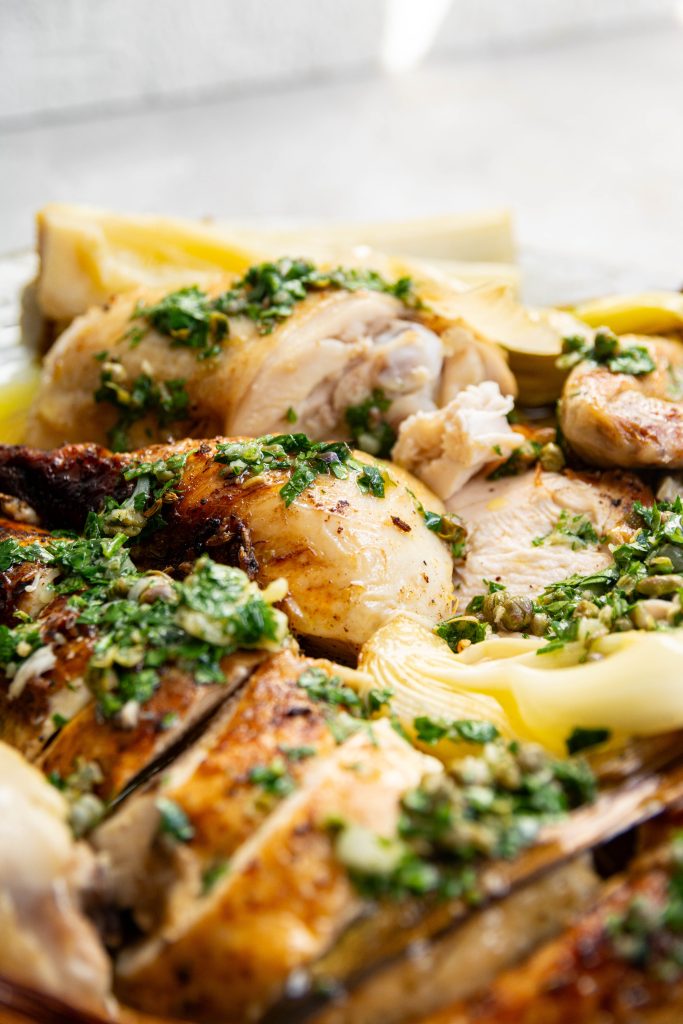 Olive oil roast chicken with salsa verde