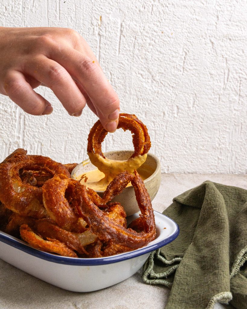 Burger with onion rings