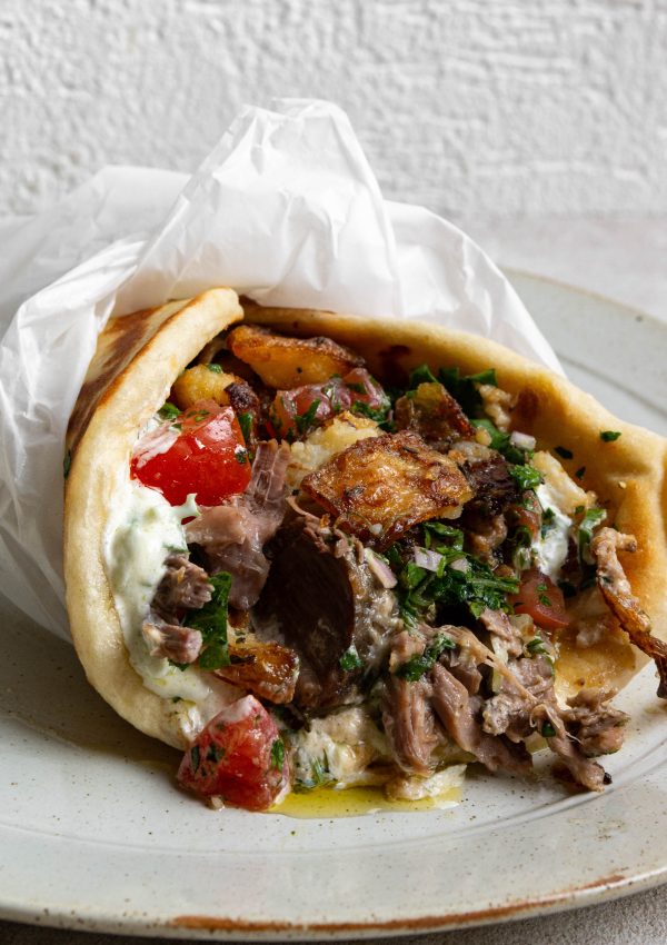 Slow roasted Lamb Souvlaki 