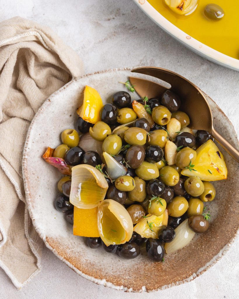 Baked olive confit