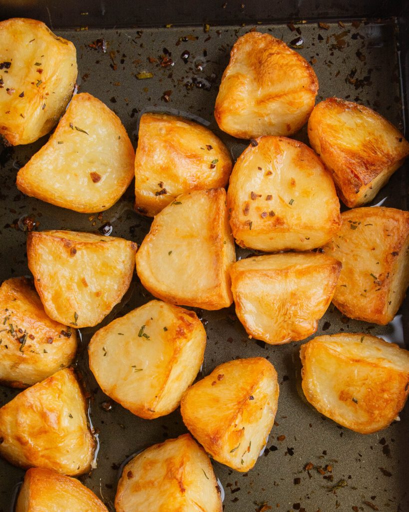 Garlic duck fat roasted potatoes