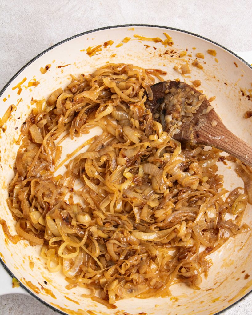 Caramelised onion sheet pan pizza