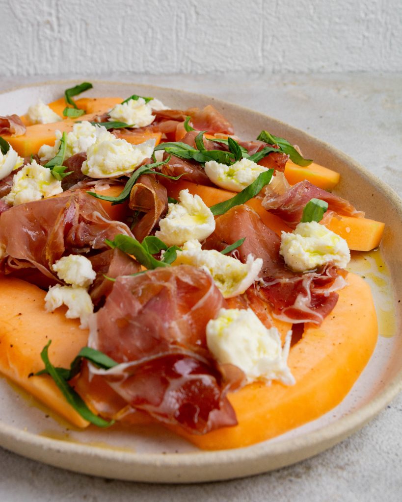 Rockmelon and prosciutto salad