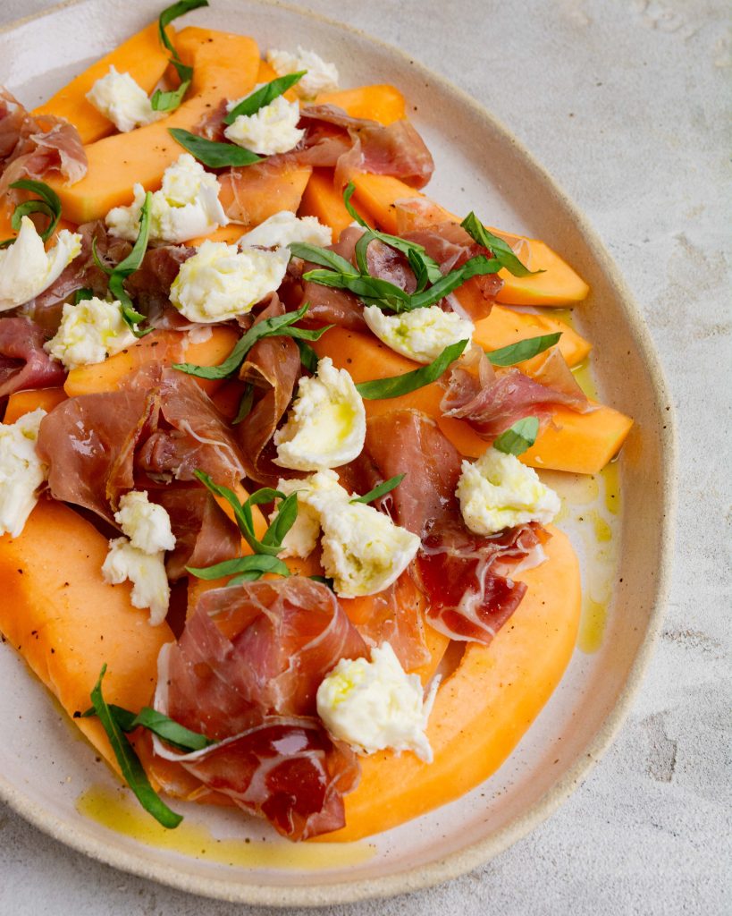 Rockmelon and prosciutto salad