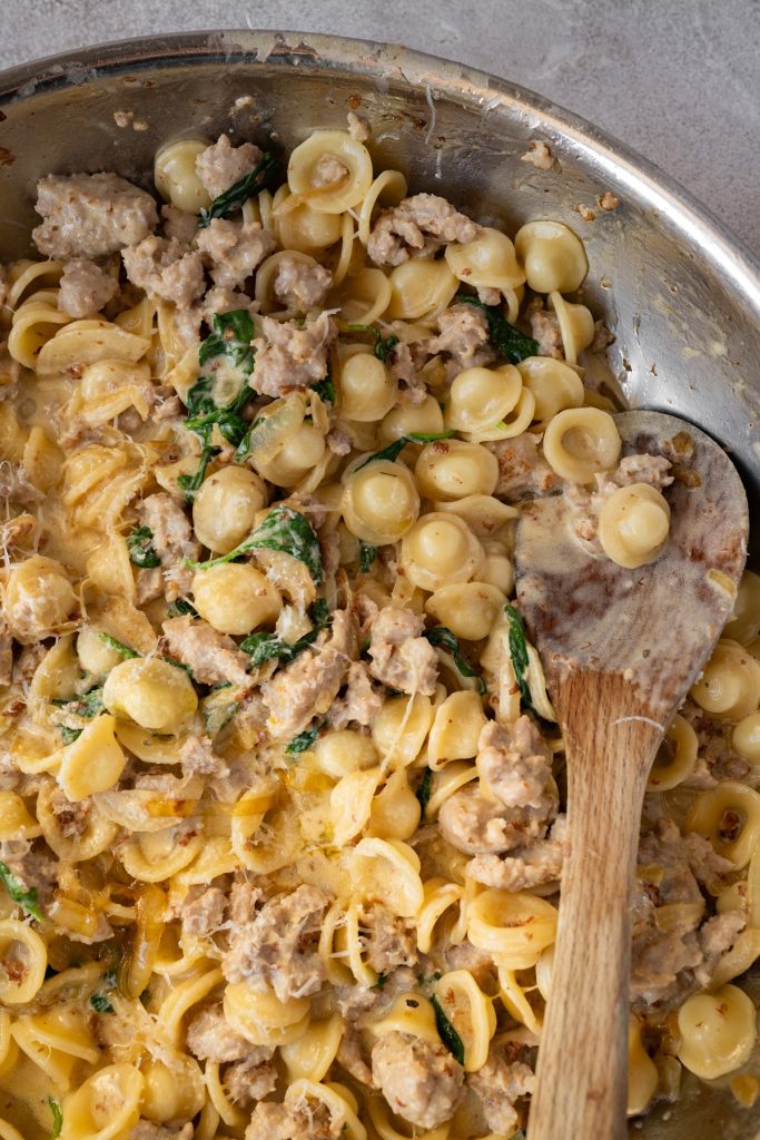 Add Sausage to Orecchiette Pasta