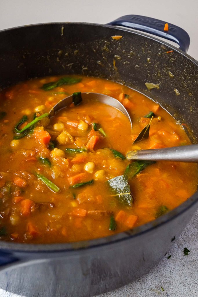 Chickpea, pumpkin and chorizo soup