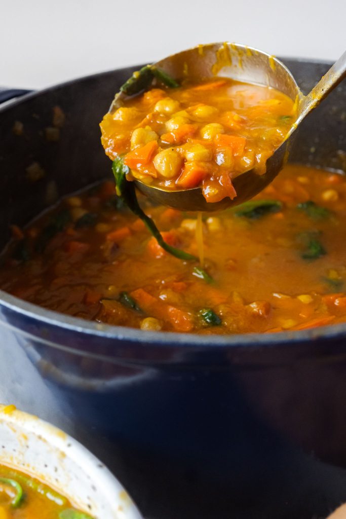 Chickpea, pumpkin and chorizo soup