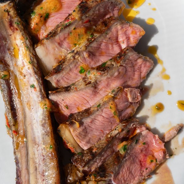 Reverse Seared Ribeye with Garlic Butter