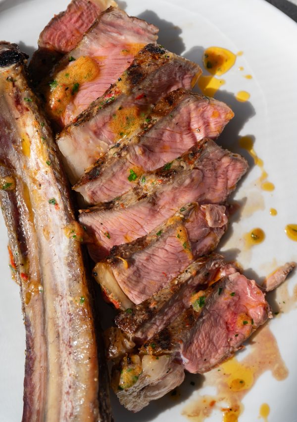 Reverse Seared Ribeye with Garlic Butter