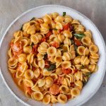 Serving Creamy tomato pasta
