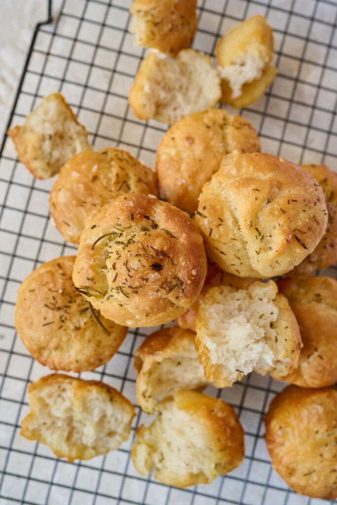 muffin tin focaccia on cooling rack