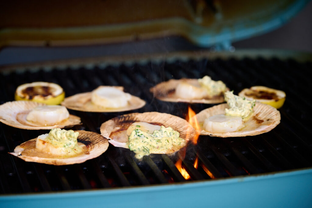 Scallops on grill