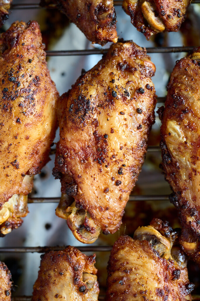 chicken wings have been cooked and are very crispy