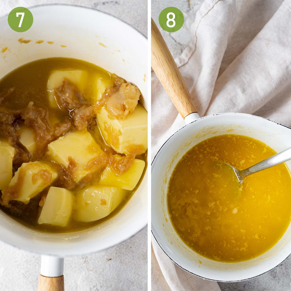 making the garlic butter and melting it in a pot.