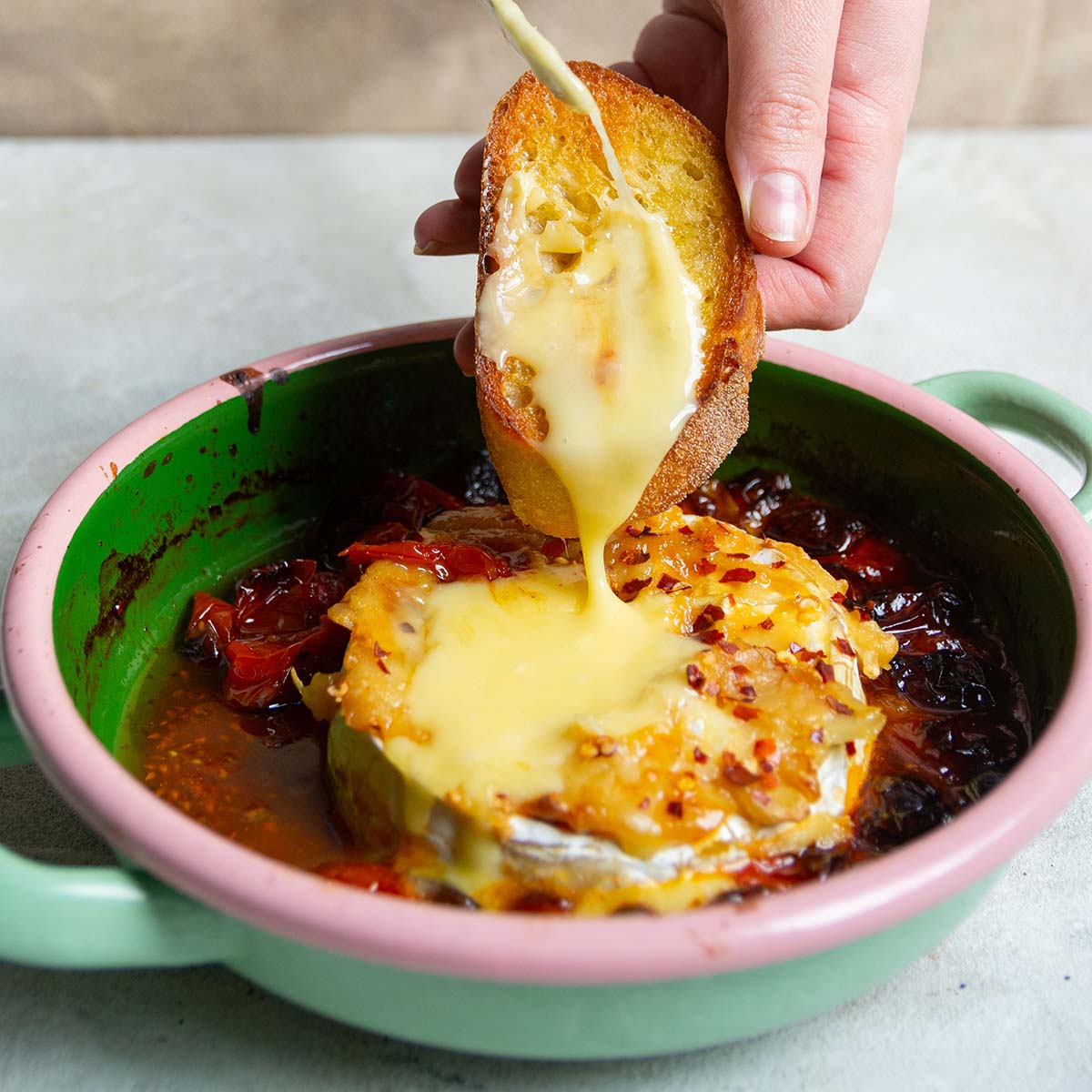 Roasted Tomato and Garlic Baked Brie