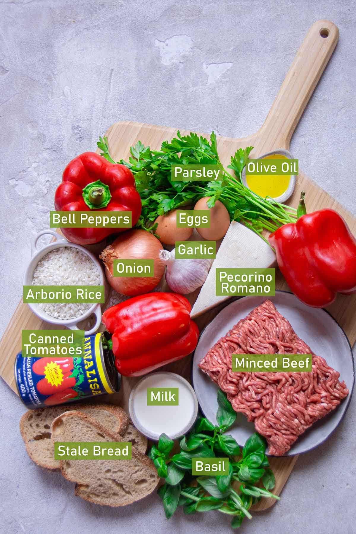 ingredients for stuffed bell peppers.