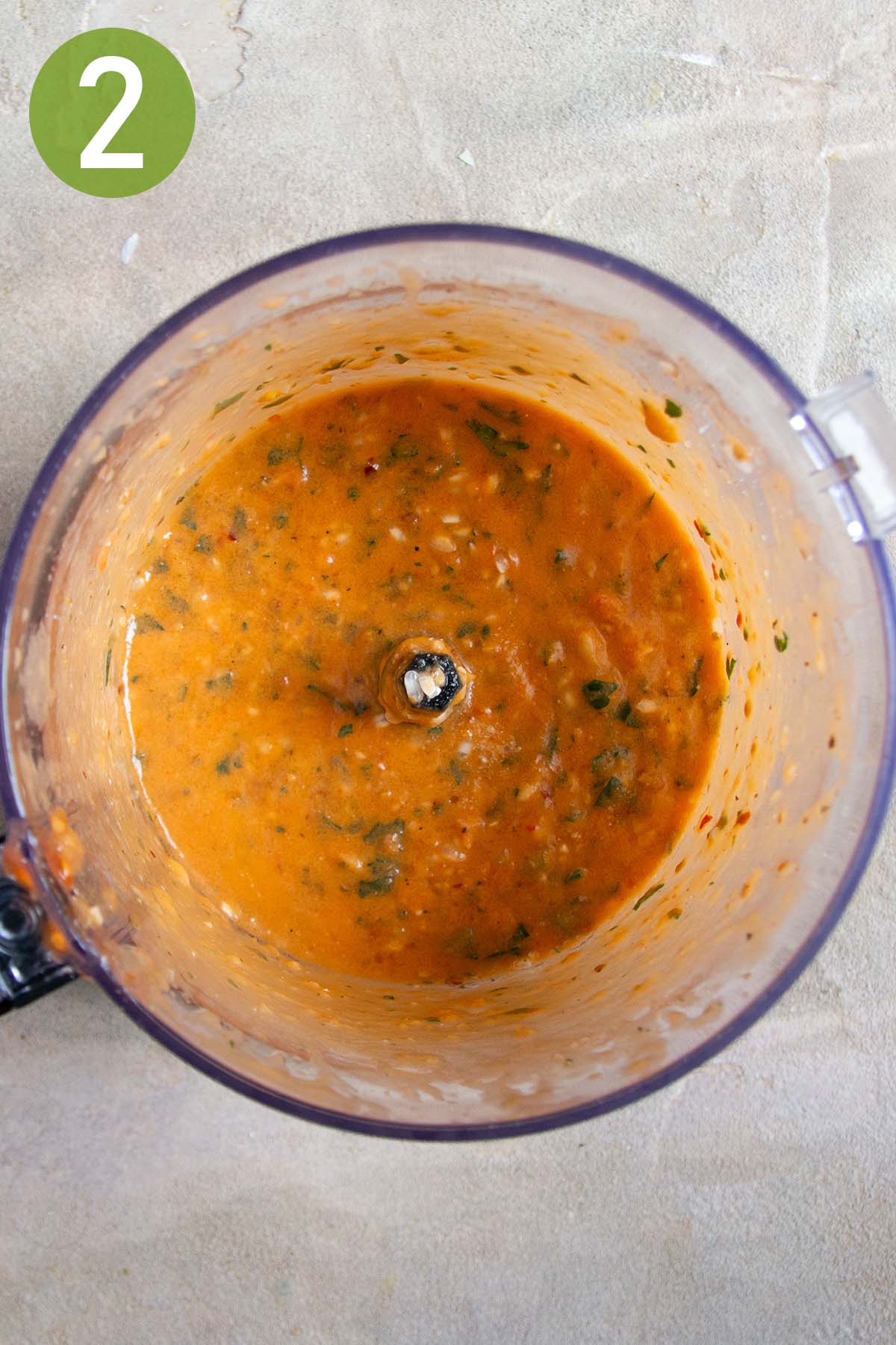 blended mixture in a food processor.