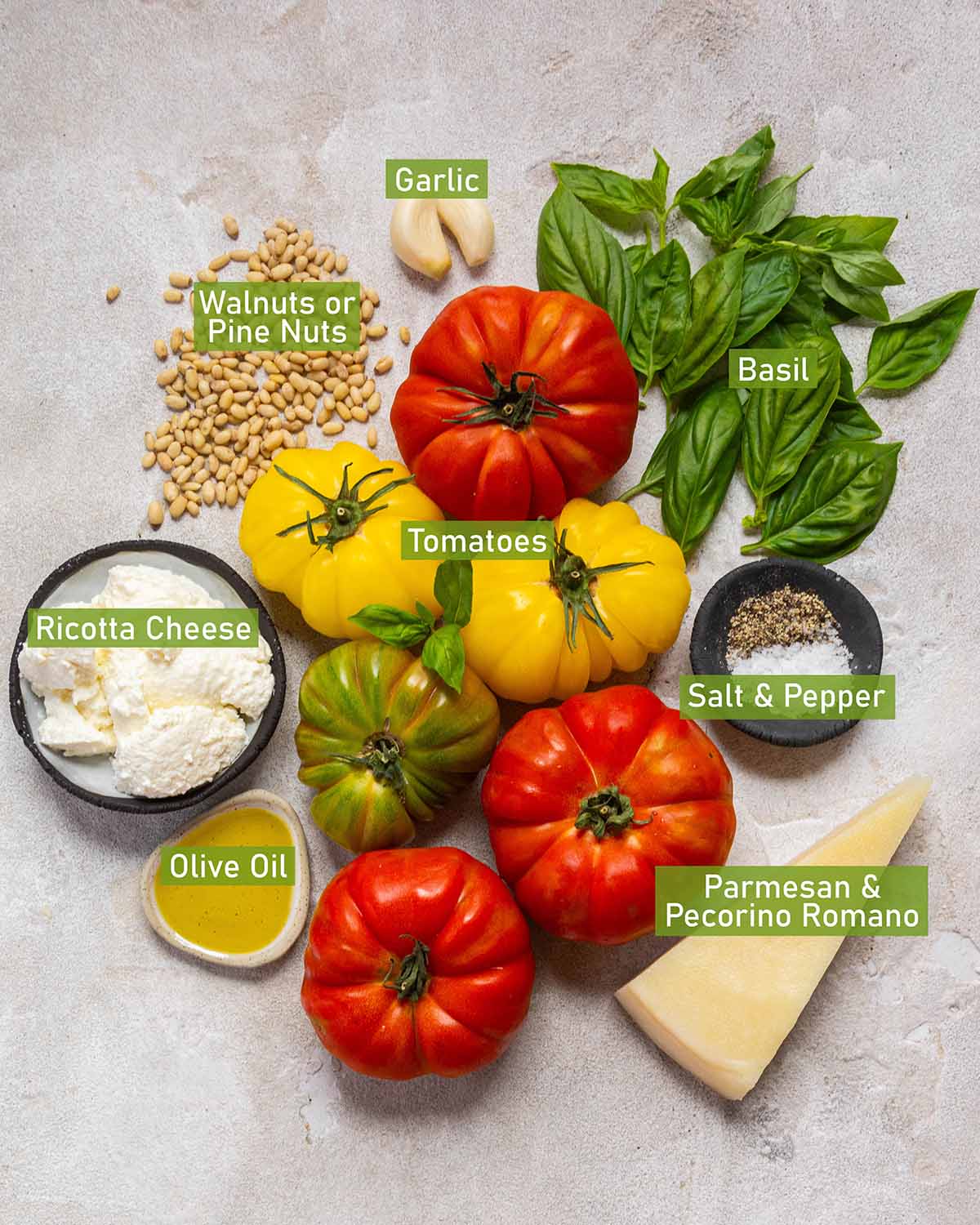 ingredients for summer tomato tart.